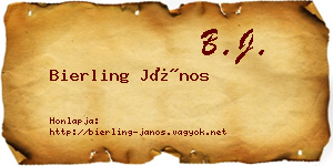 Bierling János névjegykártya